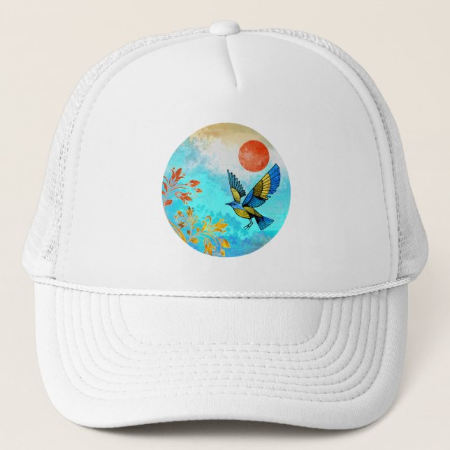 Bird Tree Sun Trucker Hat (Front)