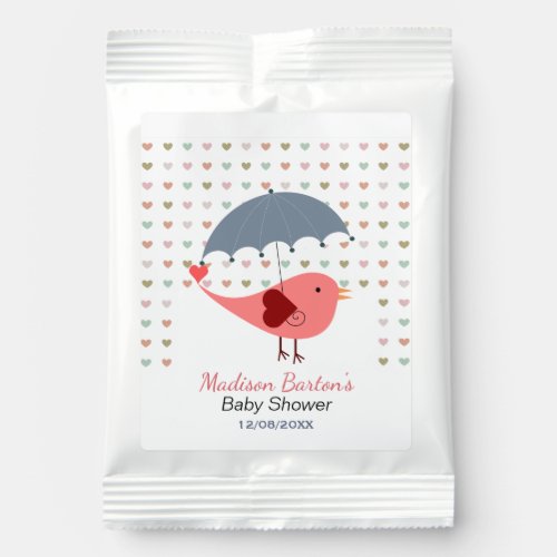 Bird Under Umbrella Raining Hearts Baby Shower Margarita Drink Mix