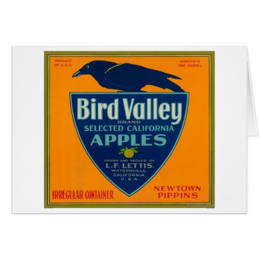 Bird Valley Apple Crate LabelWatsonville, CA Cards (Front Horizontal)