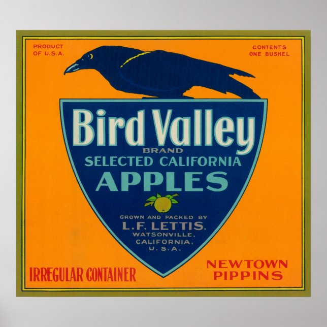 Bird Valley Apple Crate LabelWatsonville, CA Poster (Front)