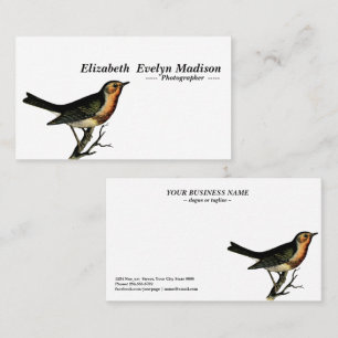 bird vintage engraving business card