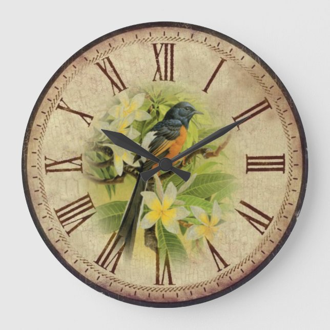 Bird Vintage Large Clock (Front)