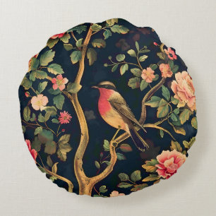 Bird Vintage Pattern Forest Floral Round Pillow