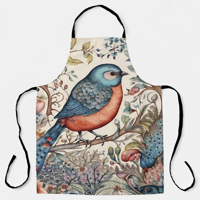 Bird, Vintage Scandinavian fabric design Apron (Front)