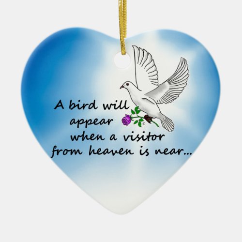 Bird Visitor from Heaven Ceramic Ornament