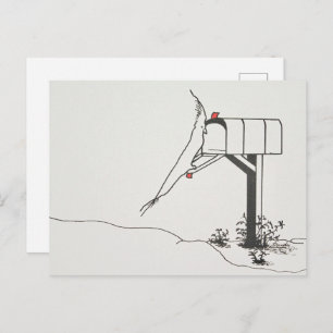 Bird Waiting for Mail at the Mailbox Postcard