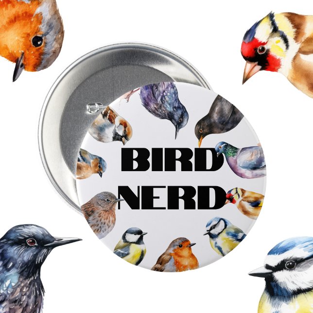 Bird watcher gift, birdwatching, British Birds Button (Creator Uploaded)