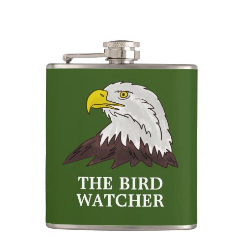 Bird watcher hip flask with American eagle logo
