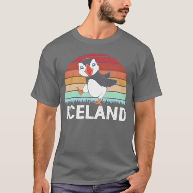 Bird Watcher Ornithology Retro Iceland Puffin vint T-Shirt (Front)