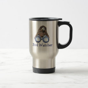 Bird Watcher Watching You Animal Humor watercolor Travel Mug