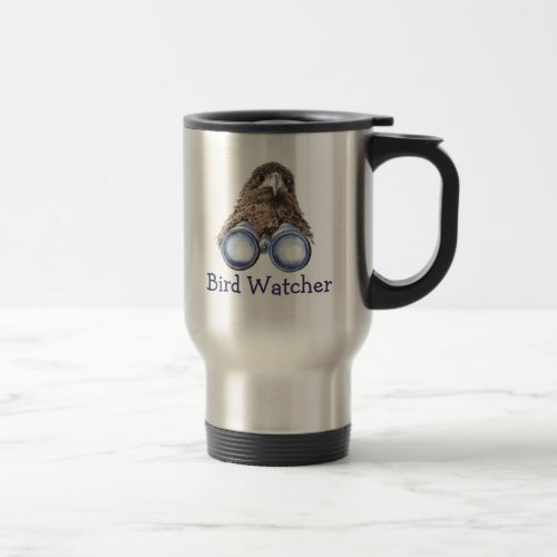 Bird Watcher Watching You Animal Humor watercolor Travel Mug