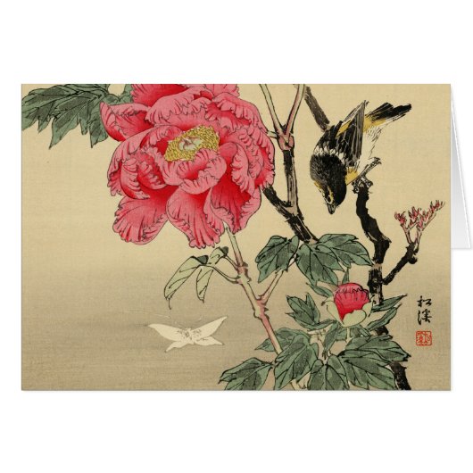Bird watching a butterfly cards (Front Horizontal)