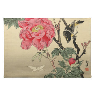 Bird watching a butterfly cloth placemat