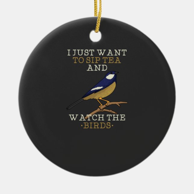 Bird Watching Ceramic Ornament (Front)