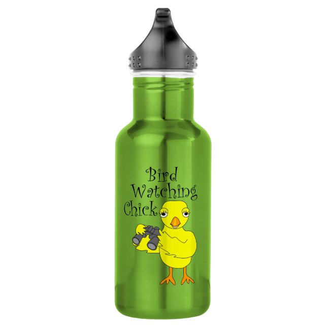 Bird Watching Chick Text Stainless Steel Water Bottle (Right)