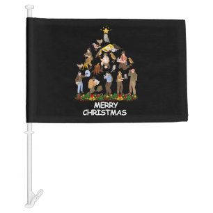 Bird Watching Christmas Tree Merry Christmas Car Flag