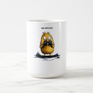 Bird Watching Funny Cartoon Character Ironic Humor Coffee Mug