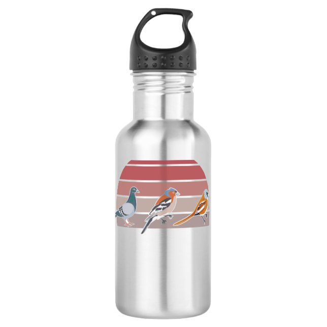 Bird Watching Retro Stainless Steel Water Bottle (Front)