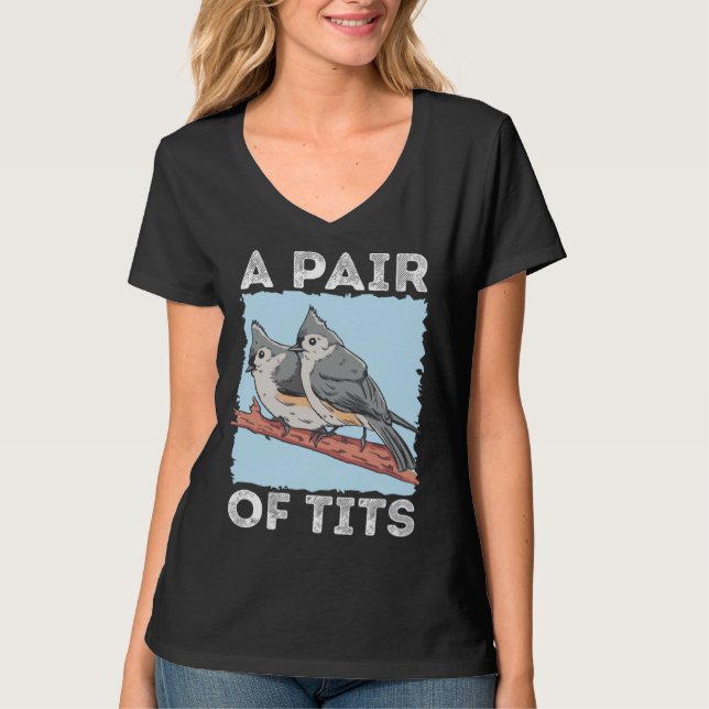 bird watching Titmouse T-Shirt (Front)