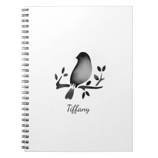 Bird watercolor black white saturated notebook