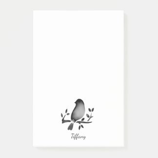 Bird watercolor black white saturated post-it notes