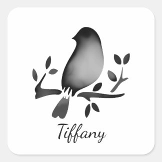 Bird watercolor black white saturated square sticker