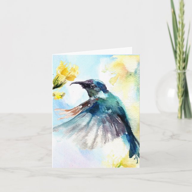 Bird watercolor blank note card. card (Front)
