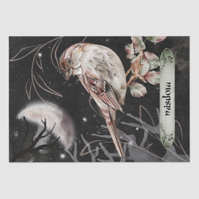 Bird Watercolor Fall Mysterious Autumn Oracle Tissue Paper (Front)