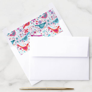 Bird Watercolor Floral Boho Envelope Liner