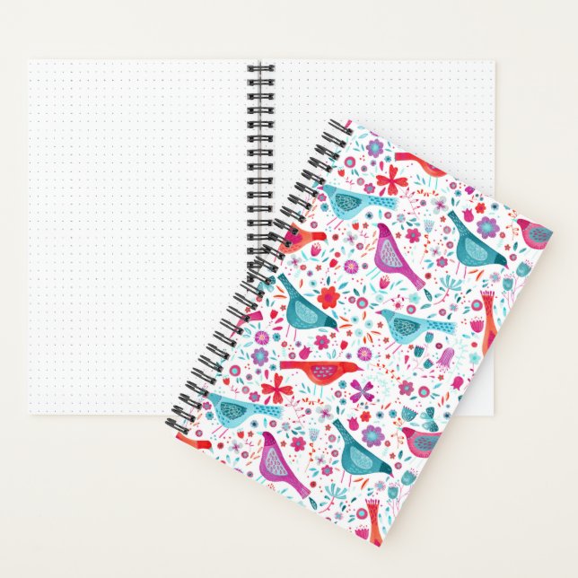 Bird Watercolor Floral Boho Notebook (Inside)
