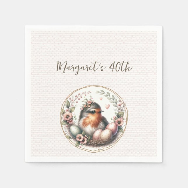 Bird Watercolor  Napkins (Front)