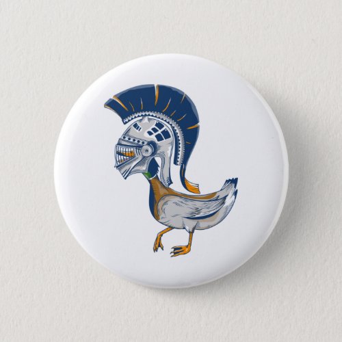 Bird wearing a spartan Greek warriors hemlent Button