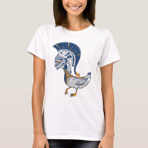 Bird wearing a spartan Greek warriors hemlent T_Shirt