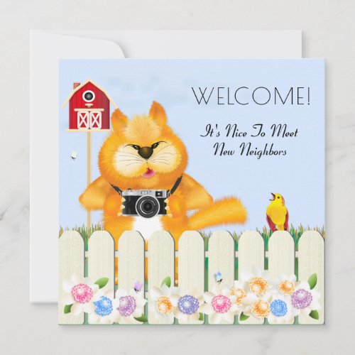 Bird Welcomes Cat To The Neighborhood New Home Card