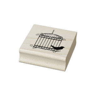 Bird with a Fancy Birdcage Art Stamp