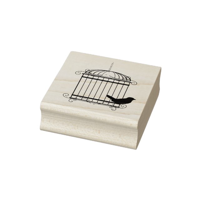 Bird with a Fancy Birdcage Art Stamp (Stamp)