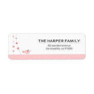 Bird with a heart Valentine's Day Label