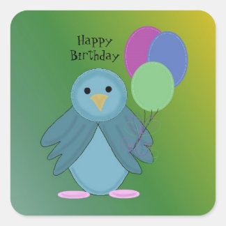 Bird with Birthday Balloons Square Sticker
