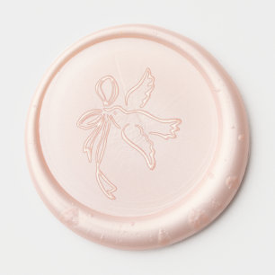 Bird with bow, whimsical, hand drawn wax seal sticker
