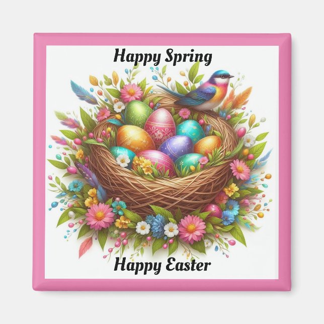 Bird With Colored Eggs Magnet (Front)