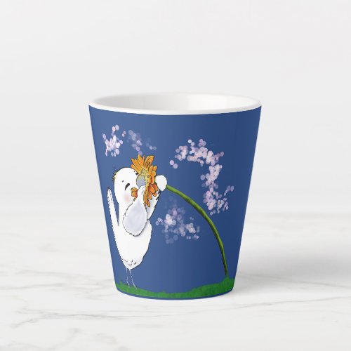Bird With Flower Latte Mug
