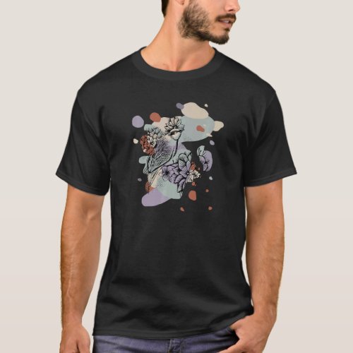 bird with flowers Premium T_Shirt
