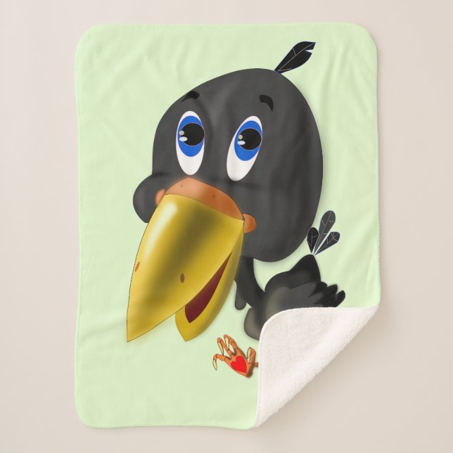Bird with Heart Gift Baby Sherpa Blanket (Front)