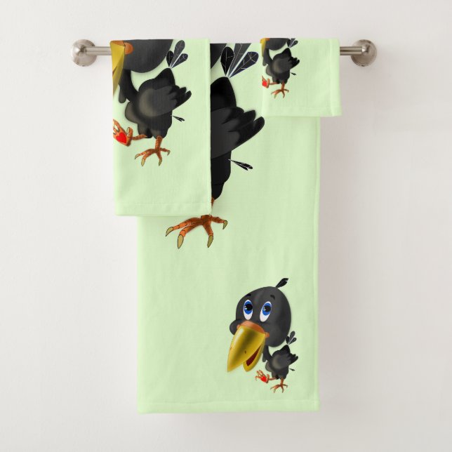 Bird with Heart Gift Bath Towel Set - Your Colors (Insitu)
