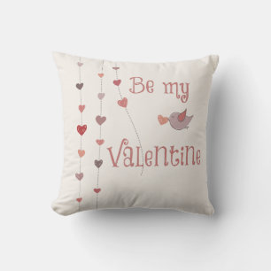 Bird with Heart Vines Valentines Throw Pillow