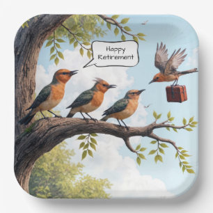 Bird With Office Briefcase Retirement Paper Plates