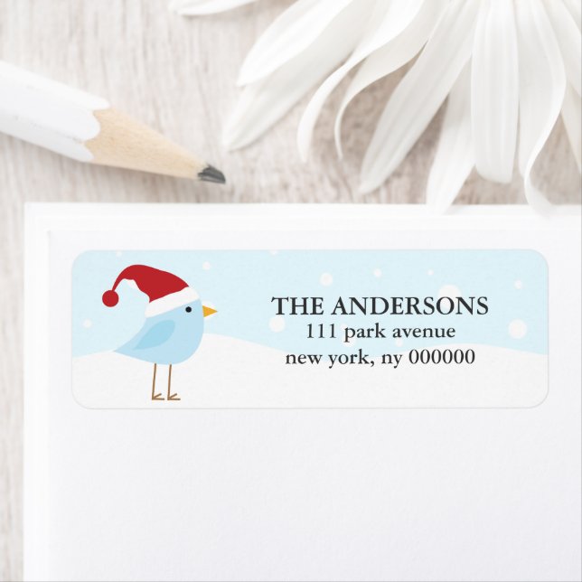 Bird with Santa Hat Labels (Insitu)