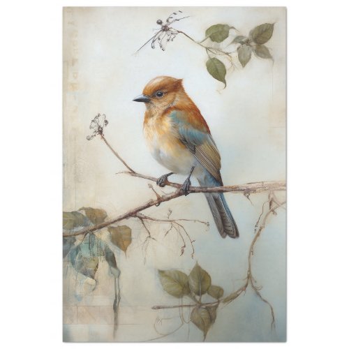 Bird with watercolor background  tissue paper