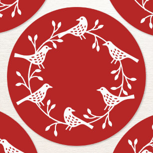 Bird Wreath Modern Scandinavian Style Classic Round Sticker