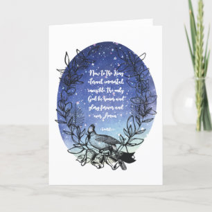 Bird, Wreathe, Watercolor Scripture Art Thank You Card